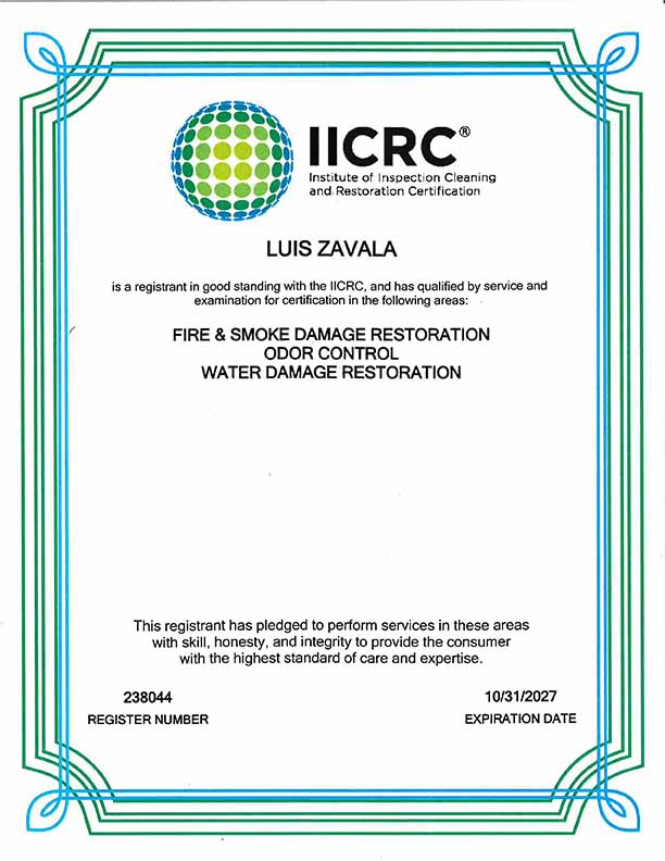 Luis Zavala IICRC License